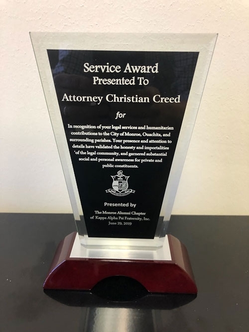 Service Award for Christian Creed