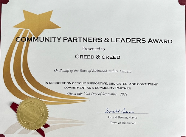 Creed & Creed Receives Community Partners & Leaders Award 